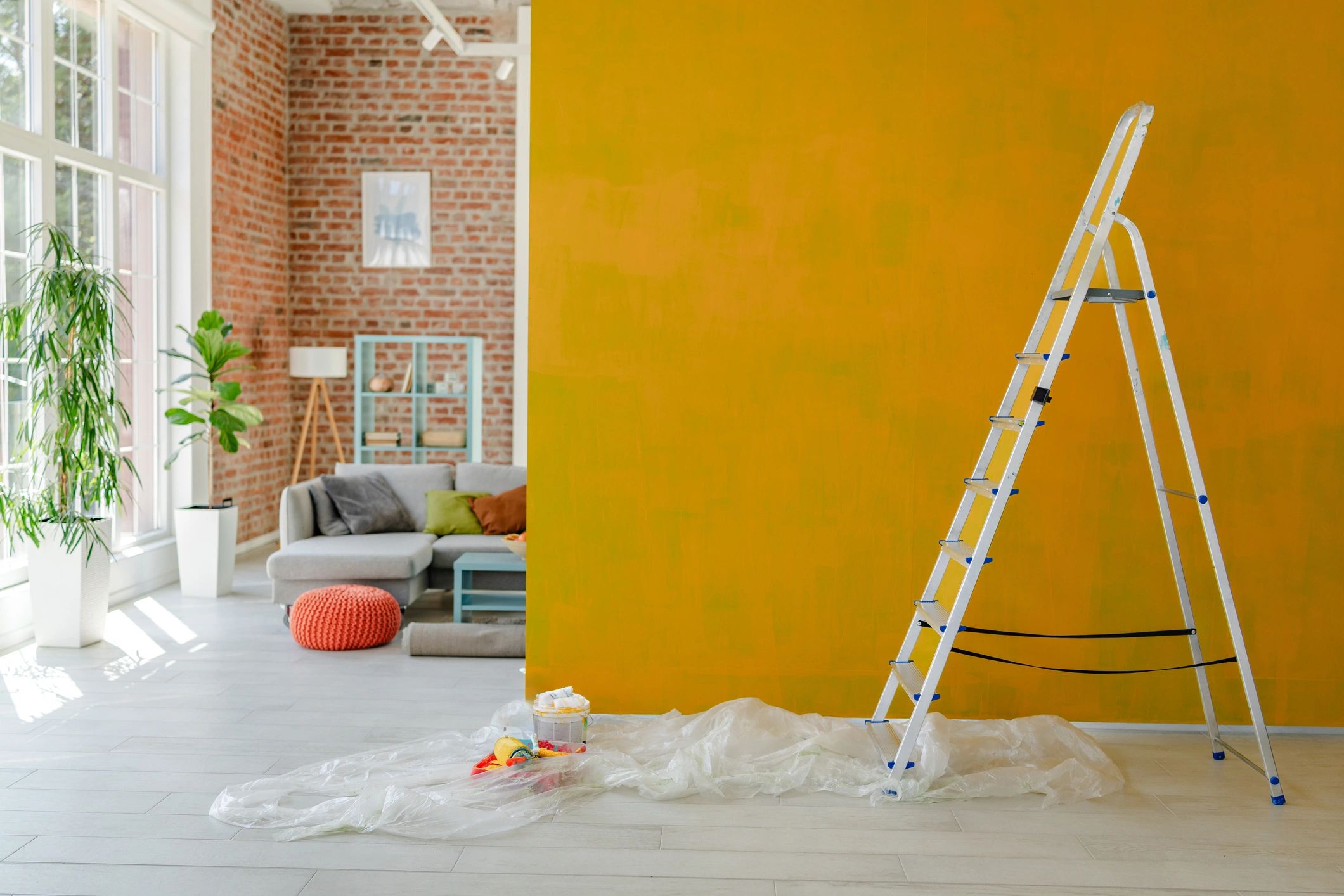 New commercial interior prepared for final post-construction cleaning