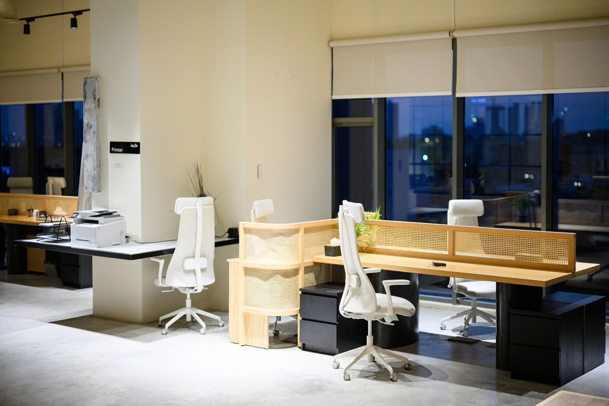 Clean modern commercial office interior with polished floors